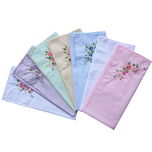 La Closure Vintage Floral Cotton Embroidered Ladies Handkerchiefs Pack #TOP4