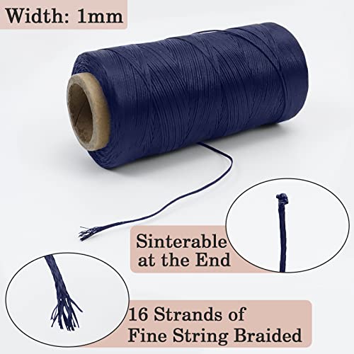 Uiopa 1mm Waxed Thread, 260m 150D Leather Sewing Thread, Hand Stitching Flat Waxed Cord for Leather Craft Bookbinding - Image 3