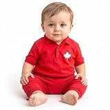 2-Piece Canada Baby Set, Custom Handmade Baby Canada Maple Leaf Polo Bodysuit and Pants Set L