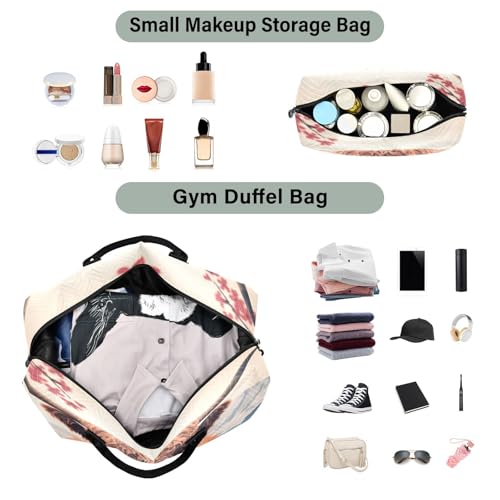 Weekender Bags for Women,Foldable Highland Cows Travel Duffel Bag with Trolley Sleeve Travel Tote Gym Bag with Toiletry Bag4