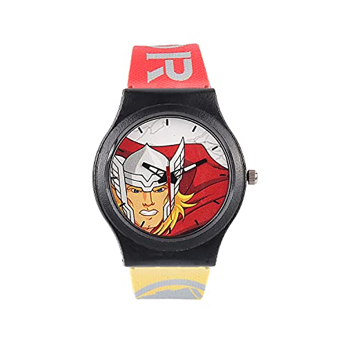 Image of Marvel Thor Kids Analog Watch - Red Dial with Multicolour Strap | Avenger Super Hero Round Analogue Wrist Watch | Cool Birthday Gift for Boys | Analog Styles, Durable, Adjustable Strap, Vibrant Superhero Design