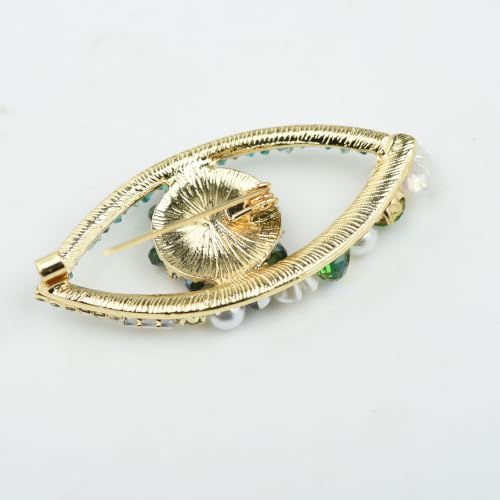 Image of Retro Evil Eye Brooch Fashion Unique Crystal Pearl Abstract Eyes Brooches Pin Badge for Women Bridal Jewelry Gift