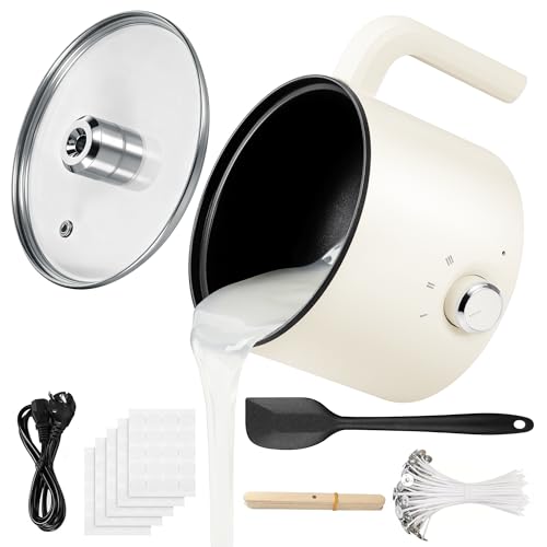 Starvortex Olla de Fusión de Cera Eléctrica, Fundidor de Cera de 1,8L/60oz con Interruptor Giratorio, Olla para Fundido con Kit para Hacer Velas, Fundidor de Velas Antiadherente con Vertedor