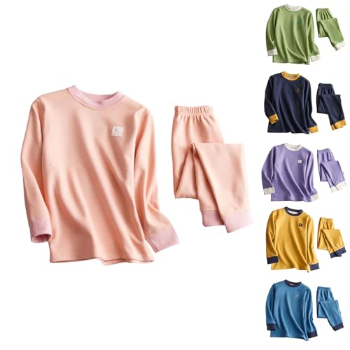 Girls 2 Piece Cotton Sets Warm Fleece Lined Long Sleeve Raglan Sweatshirt + Pants Fall Winter Oufits for Boys 3-16 Years2