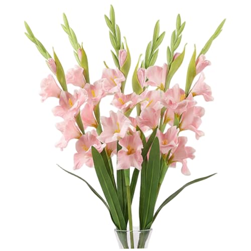 Lot de 6 Fleurs artificielles de glaïeul, 55, 9 cm, Grandes Fleurs artificielles réalistes pour Vase, Fausses réalistes pour décoration Mariage, Maison, hôtel...