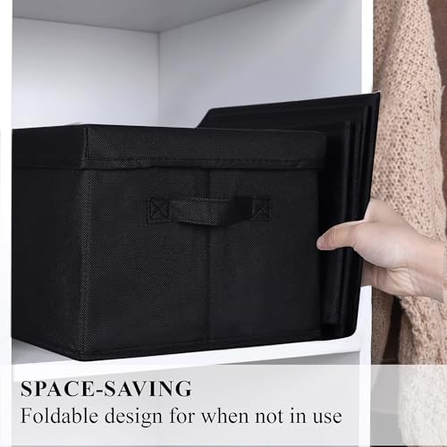 Image of WUIKE Storage Boxes with Lids, Decorative Boxes, Black, Large, 3-Pack