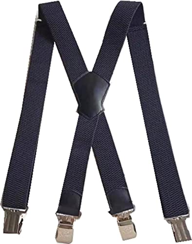 LATRAT Tirantes para hombre anchos, con 4 clips de metal muy fuertes, pantalones de trabajo para hombre en forma de X, largos, talla única para hombres y mujeres, Bk, 120 cm Cover