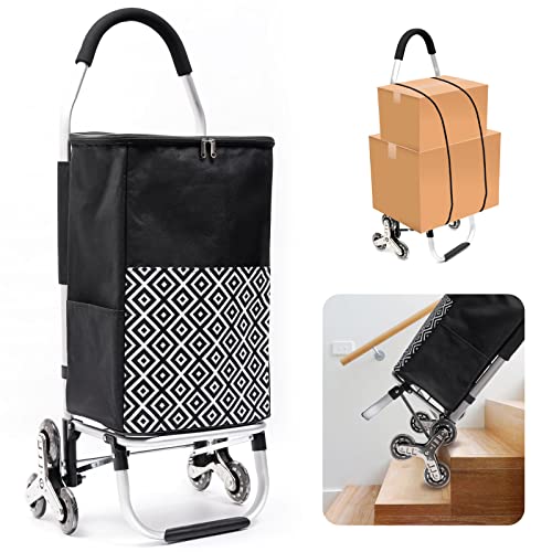 klappbar Einkaufstrolley große Kapazität abnehmbare Tasche Treppensteigen Installation einfach stabil räder (D-01 Schwarz) Cover