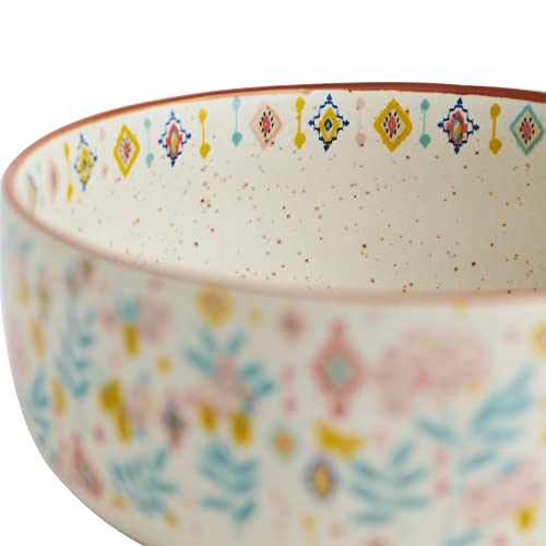 Image of Chumbak Farmhouse Serving Bowl, Platters, Serving Plates, Kitchen and Dining, Tableware, Ceramic, Floral (Ivory), 700 ML