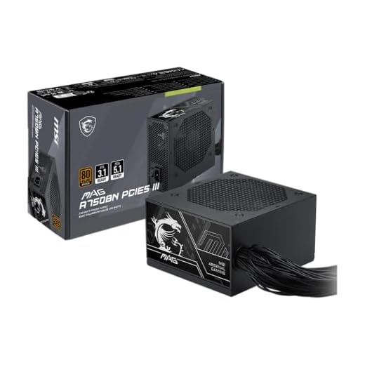 MSI MAG A750BN PCIE5 III, Non Modular Gaming 750W Power Supply, 80+ Bronze, Dual 12V-2x6 Cables, Server-Grade Capacitor, ATX 3.1 & PCIe 5.1 Ready, Low-Noise, Semi Digital, 5 Year Warranty