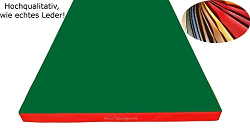 Foto von NiroSport Turnmatte 150 x 100 x 8 cm Gymnastikmatte Fitnessmatte Sportmatte Trainingsmatte Weichbodenmatte wasserdicht Grün/Rot