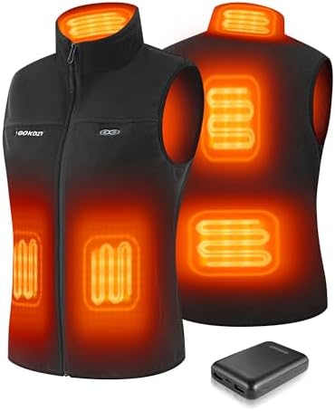 VEVOR Verwarmde Fleece Jas Voor Heren, Met 7,4V 16000mAh Oplaadbare Powerbank 6 Verwarmingszones 3 Temperatuurinstellingen 3 6 10 Uur Warmte Winterse Outdoor Camping Zwart M 3201283751