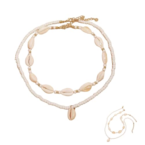 Yuwnd Muschelkette Damen Elegante Muschel Kette Für Strandurlaub Und Sommerstil Muschel Schmuck Set Mit Zwei Verschiedenen Längen Perfekte Geschenkidee Für Frauen