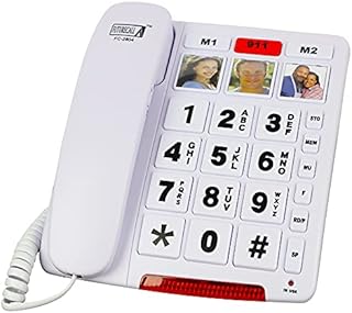 Future Call FC-2804 Big Button Phone for Seniors | 3 Picture Keys and Speakerphone | Amplified Telephones for Hearing Impaired Seniors 40db w/Extra Long 12' Cord | Simple Landline Phones for Seniors