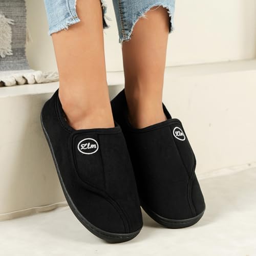 Orgonite Mens Womens Diabetic Shoes, Wide Width Adjustable Edema Shoes, Warm Plush Fleece Walking Wide Sneakers, Walking Shoes Widening Elderly Shoes for Plantar Fasciitis Swollen Feet4