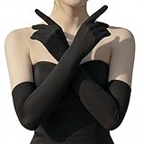 JOMOCARE Cosplay Gloves Long Tight Strech Gloves for Cosplay Costume Green Screen (Black)