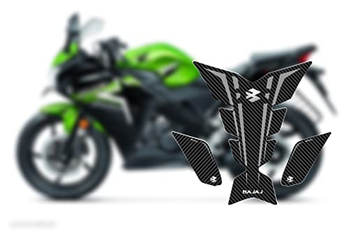 Image of 3D Embossed Bike Racing Tank Pad /Tank Sticker with SIDEPADS for Brand Specific Bikes Pack of 3 (BKTPSIDVAR) (BAjJAJ)