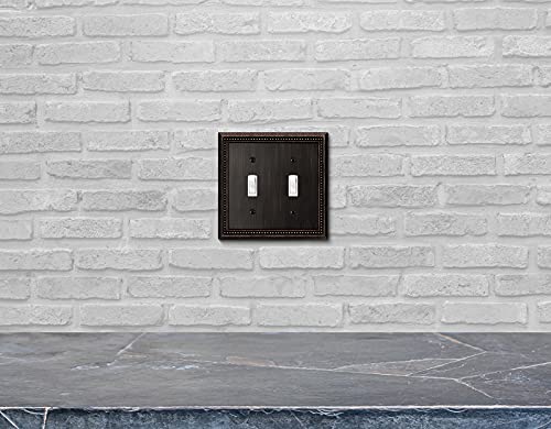 Image of Henne Bery Sunken Pearls Heavy Duty Decorative Wall Plate Switch Plate Outlet Cover (Double Toggle, Aged Bronze)