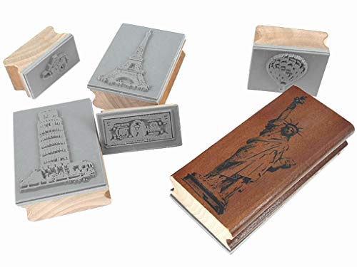 ALIMITOPIA Diary Stamp Set,Wooden Rubber Signet for Children DIY Scrapbooking Planner Card Making(17pcs,Around The World) - Thumbnail 7