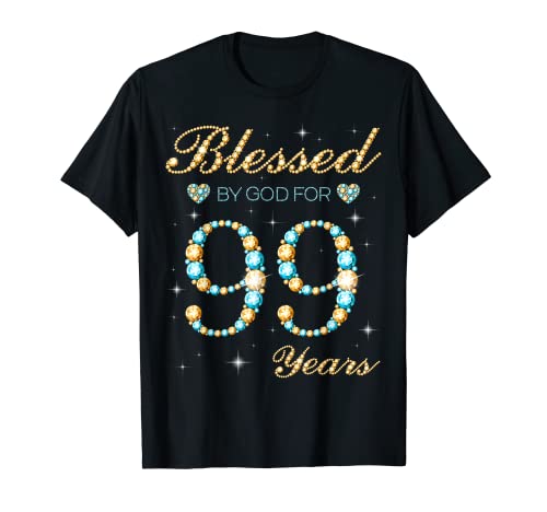 Bendecido por Dios para 99 Años Fiesta de 99 Cumpleaños Lindo Camiseta