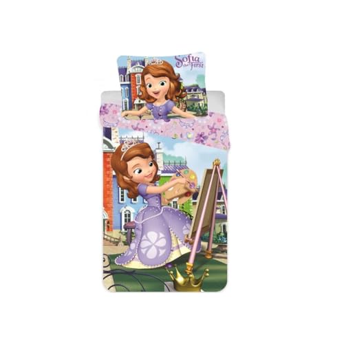 My sweety pop | Parure de Lit Princesse Sofia Enfant 140x200 cm | 100% Coton Premium | Housse de Couette et Taie d'oreiller 70x90 avec Fermeture Éclair |...