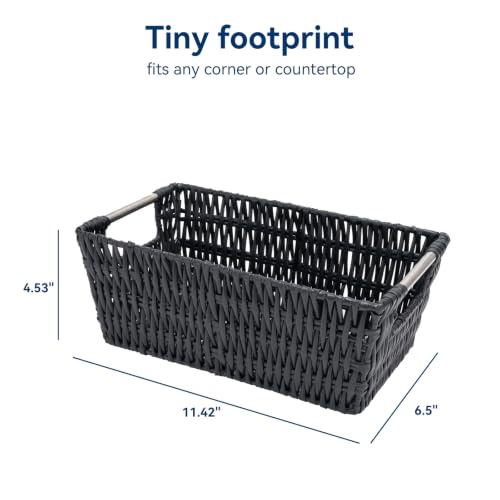 Image of Whitmor 6500-2712-BLK Rattique Small Shelf Black Tote Basket