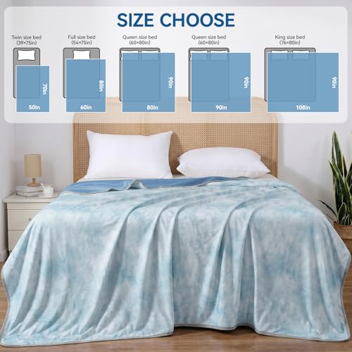 Image of Guohaoi Cooling Throw Blanket for Hot Sleepers, Twin Size 80''x90'' Lightweight Breathable Summer Bed Blanket for Couch, Arc-Chill Q-Max >0.5 Cool Fiber, Lightweight Blanket Sky Blue