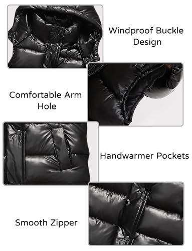 Happy Cherry Boys Girls Puffer Vest Toddler Winter Warm Hooded Sleeveless Jacket Kids Zipper Glossy Waistcoat Outwear 2-12T4