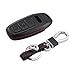 M.JVisun Genuine Leather Key Fob Cover For Audi A3 A6 A7 A8 A8L E-Tron Q7 Q8 RS6 RS7 S3 S6 S7 SQ7 SQ8 2018-2022 Car Remote Key Case With Key Ring Keychain Holder - Black