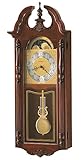 Howard Miller Rowland Wall Clock, Swan Neck Pediment with Wood Finish, Golden Pendulum with Analog Display & Arabic Numerals Dual-Chime Movement Perfect for Home Decor, Living Room & Office