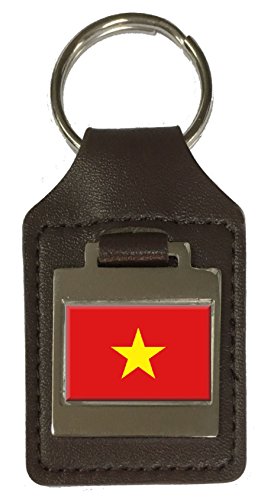 Porte-clés en cuir gravé drapeau vietnam pour ne plus perdre vos clés