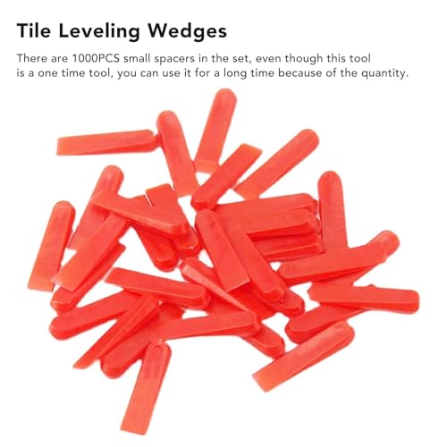 1000 Stück Fliesen Nivelliersystem, 0,2 Zoll PE, Rot, Verschleißfeste Fliesen-Nivellier-Abstandshalter, Wiederverwendbare Fliesenkeile, Fliesen-Nivellier-Abstandshalter