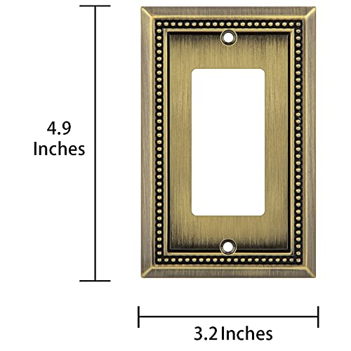 Image of Henne Bery Sunken Pearls Heavy Duty Decorative Wall Plate Switch Plate Outlet Cover (Single Decorator, 2 Pack, Antique Brass)