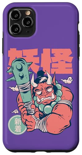 Carcasa para iPhone 11 Pro Max Japonés Oni Yokai Kanabo Demon Manga Anime Kanji Comic Art