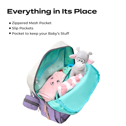 Image of Luxury Baby Diaper Bag For Mother Multi-Utility Backpack with Detachable Pouch - Spacious Travel & with Multiple Compartments, Padded Shoulder Straps, Side Pockets & Top Handle - Lightweight