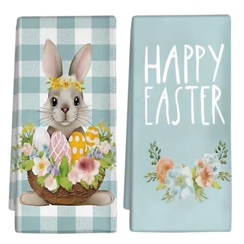 Puomue 2 Pack Easter Kitchen Towels Dish Towels 16 Inch X 26 Inch Lint Free Spring Decoration Hand Towels for Home 4