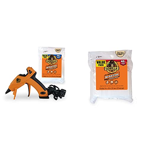Gorilla Dual Temp Mini Hot Glue Gun Kit with 75 Hot Glue Sticks & Hot Glue Sticks, Full Size, 4
