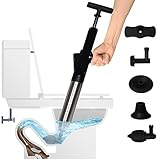 Air Plunger Drain Clog Remover By Sleek Home- High-Pressure Air Toilet Plunger & Drain Unclogger- Drain Cleaner & Hair Clog Remover Air Blaster (Stainless Steel)