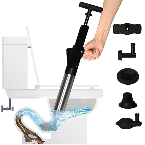 Sleek Home Air Plunger Drain Clog Remover Stainless Steel