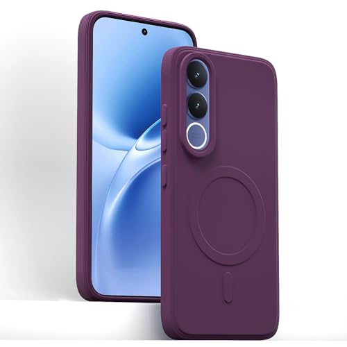 Image of Outlouders Back Cover for Vivo V70 FE 5G Soft Matte Silicone Cover with Slim Fit | Mag-Safe Logo (Not Mag-Safe Compatible) | Shockproof | Camera Protection Bumper Case (Purple)