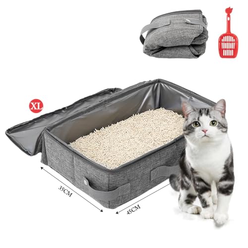 Caixa De Areia Para Gatos Portátil,Tecido Oxford Catiônico + Membrana Impermeável De PEVA,Armazename