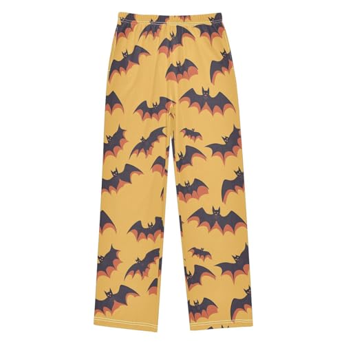 Boys' Pants Black Orange Bats Yellow Long Bottoms Jogger Pants Elastic Waist Trousers with Pockets S-XL