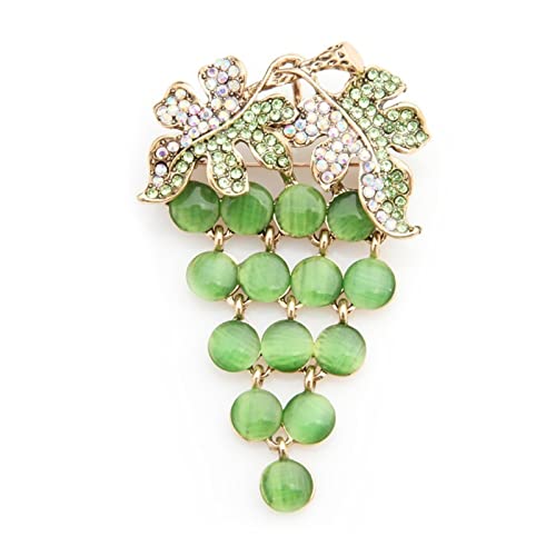 Broche de raisin vert haut de gamme en alliage ciselé et strass