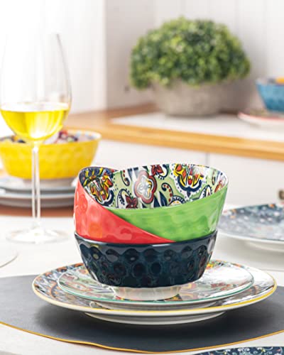 HENXFEN-LEAD-Ceramic-Cereal-Soup-Bowls-Set-of-6-25-Oz-Porcelain-Serving-Bowls-for-Dinner-Pasta-Salad-Oatmeal-Microwave-Dishware-Safe-Bohemian-Style HENXFEN LEAD Ceramic Cereal Soup Bowls Set of 6 25 Oz Porcelain Serving Bowls for Dinner Pasta Salad Oatmeal Microwave Dishware Safe Bohemian Style