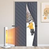 SereneCloud Magnetic Thermal Insulated Curtain, Fits Opening Size 32' x 80', Oxford Fiber Fill Insulation, Blanket for Front, Patio, Kitchen Entryways, Home Winterizing Products, Grey
