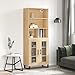 Higsose Credenza 69,5 x 34 x 180 cm, in legno di rovere Sonoma, metallo, in vetro, organizer da campeggio, bagno, armadio da soggiorno, armadietto multiuso immagine