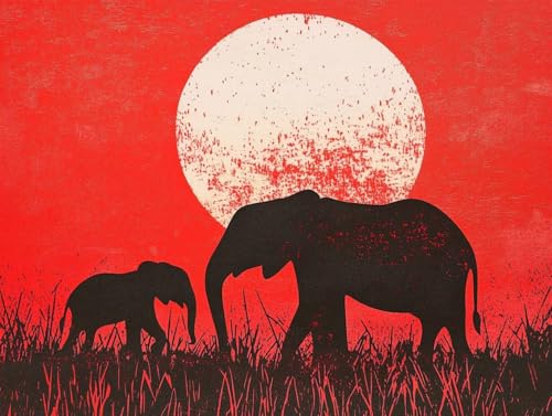 Peinture par numéro éléphant rétro une idée cadeau originale d'activité manuelle