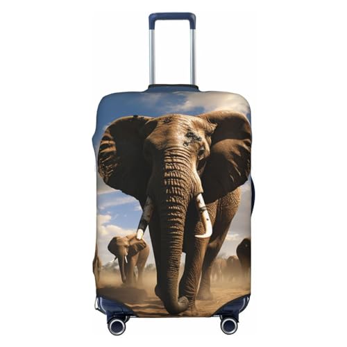 Housse élastique pour valise lavable et résistante motif éléphant noir