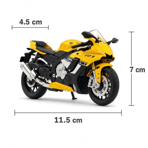 Image of Wizplex MSZ Yamaha YZF-R1 1:18 Scale Officially Licensed Die Cast Metal Bike - Superbike Model with Steerable Wheel, Rear Suspension & Kickstand, Collectible Showpiece for Kids 6+ & Enthusiasts