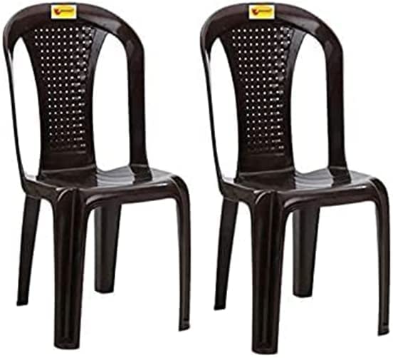 Bharat Sales Plastic Arm Chair Glossy Finish Chair for Outdoor Indoor Living Room,Dining Room, Bedroom, Kitchen/Strong & Sturdy Structure (Brown Color Pack of 2)-image-7